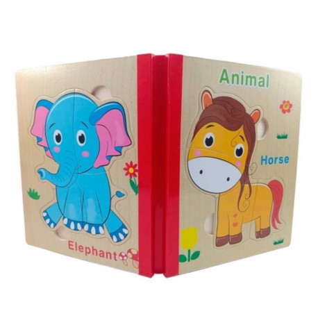 کتاب پازلی چوبی حیوانات جنگل طرح فیل