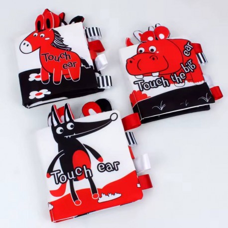 کتاب پارچه ای آموزشی صدادار قرمز مشکی