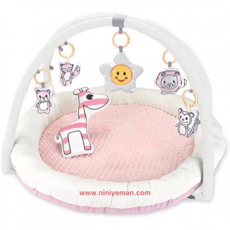 تشک بازی گرد مخملی طرح زرافه ای