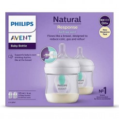 شیشه شیر 125 میل سوپاپدار طلقی 2 عددی Air free Natural Response اونت AVENT